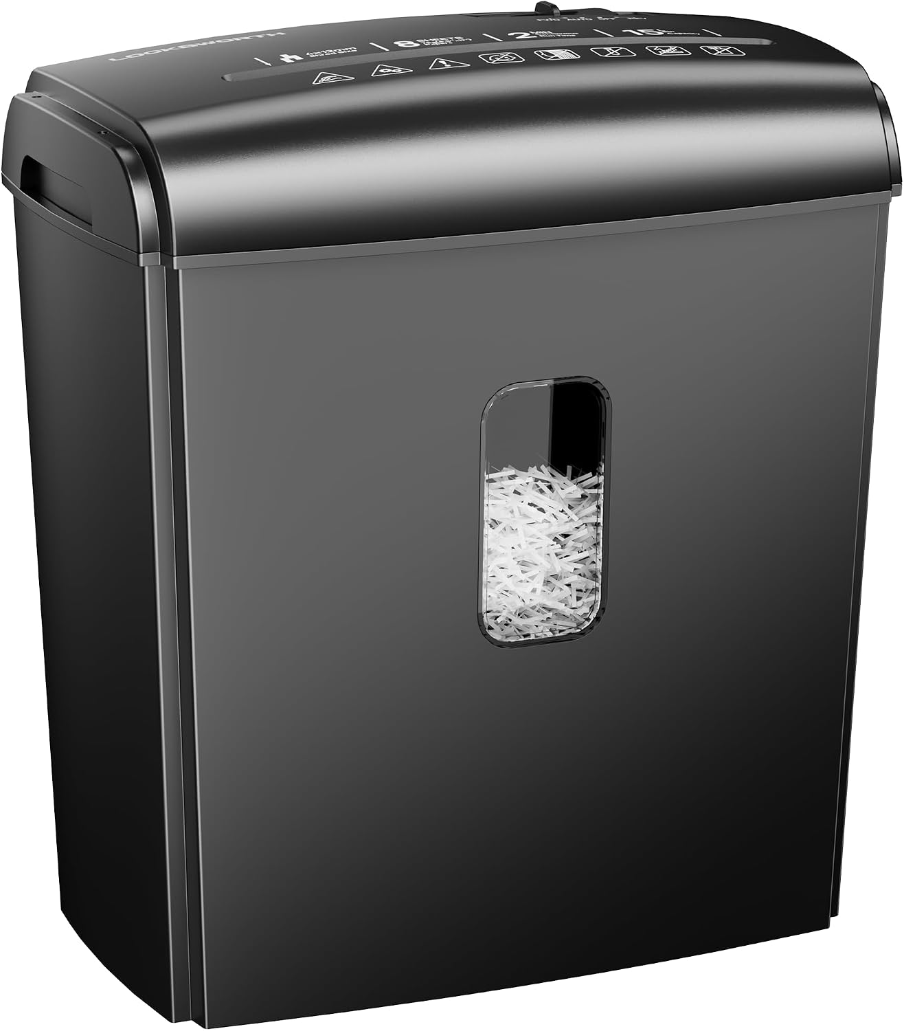 Locksworth 8-Sheet Micro Cut Shredder for Home Office, 4 Gallons Bin P-4 High Security Shredders for Papers\/Credit Cards\/Staples\/Clips, Small Commercial Paper Shredder with Transparent Window